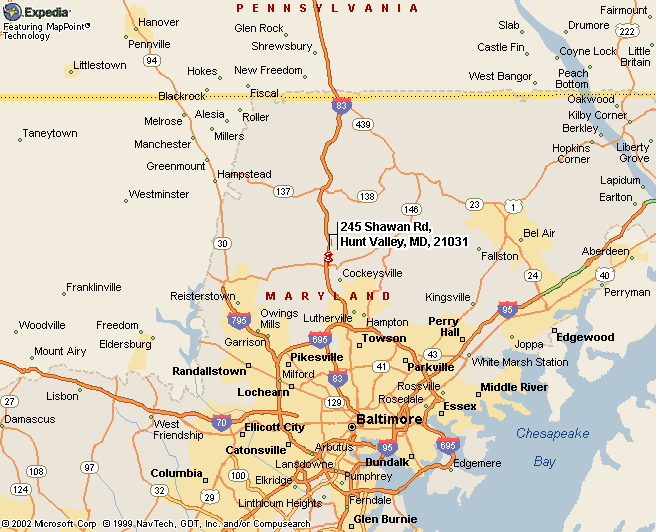 Click map for Directions to Baltimore Hunt Valley